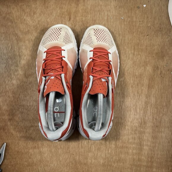 On Running Red and White Athletic Shoes - Picture 6 of 10